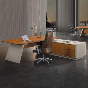 Luxury Foshan Office Furniture Set L-Shape Modular <b>Extendable</b> Easy Assembly Modern Veneer Panel Eco-Friendly CEO Office <b>Desk</b> - Product Image 3