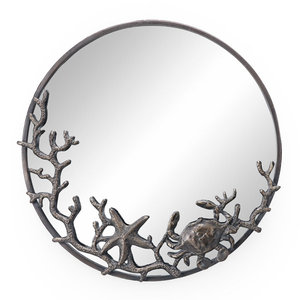 Miroir moderne et élégant en métal argenté, fait à la main pour montage mural, décoration intérieure pour salon, salle de bain, couloir, chambre à coucher en Inde - Product Image 1