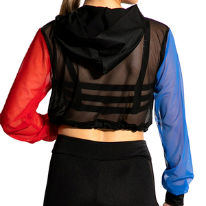 Sudadera con capucha de malla transparente de Color sólido para mujer, Jersey ligero de manga larga con capucha, sudaderas con capucha de malla transparente impermeables de secado rápido para mujer - Product Image 6