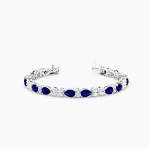 Pulsera de tenis de diamante moissanite para mujer, nuevo diseño, Diamante Azul brillante y blanco, joyería fina helada - Product Image 4