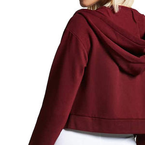 Venta al por mayor de colores lisos de alta calidad 100% de algodón polar con capucha de marca personalizada de diseño propio de manga larga con cremallera mujeres sudaderas con capucha - Product Image 5