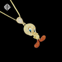 Pendentif Moissanite Iced Bird de Luxe Certifié par un tiers, de haute qualité, pour Hommes et Femmes, en Argent 925 Plaqué, Personnage de Dessin Animé, Hip Hop