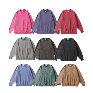 Sudadera Extra Grande con Cuello Redondo, Algodón Liso, Lavado Ácido, para Hombre, Sudadera Lisa para Bordar, Sudadera Bordada con Logotipo Personalizado - Product Image 2