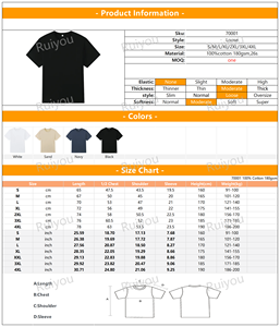 T-Shirt blanc de haute qualité 100% coton pour hommes 180g tissu tricoté formel col rond à manches courtes 190g motif solide surdimensionné - Product Image 5