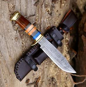 Hermoso Cuchillo de Caza de Acero de Damasco Hecho a Mano con Hoja Forjada Fija, Mango de Madera, Personalizable OEM, Grado Industrial - Product Image 5