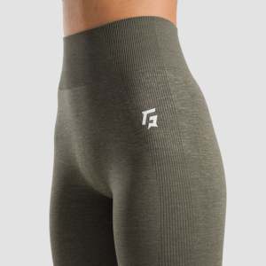 Leggings tricotés sans couture Power Flex couleur verte - Product Image 5
