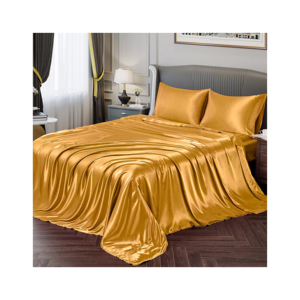 Unique Design White Mulberry <b>Silk</b> Satin Bed Linen 300tc Modern Plain Sheet Set with Bamboo Bed Sheet - Product Image 3