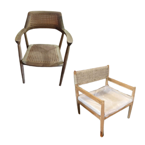 Chaise de salle à manger en rotin avec dossier et accoudoirs en bois pour hôtel mariage salle à manger et restaurant Design moderne simple - Product Image 3