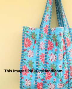 Hand Block Printed Women <b>Shopping</b> Shoulder <b>Bag</b> Indian Quilted Purse Cotton Eco Friendly <b>Bags</b> Women Tote <b>Bags</b> - Product Image 2