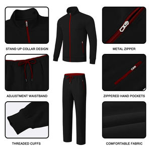Vêtements d'entraînement Logo personnalisé Survêtements pour hommes Polyester Jogger Ensembles Fabricants Zipper Survêtement Lettre Imprimer Ensemble de survêtement - Product Image 6