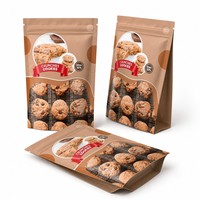 Sachet personnalisé imprimé haute qualité pour présentoir à biscuits, avec fenêtre transparente et fermeture éclair refermable, pour emballage de biscuits, chocolat, lait, gelée pour boulangerie