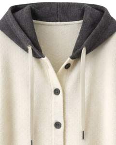 Manufacturer Ivory <b>Hooded</b> Knitted Sweater Vest Wool Acrylic Button Front Sleeveless Winter <b>Cardigan</b> With Contrast Pockets OEM - Product Image 5