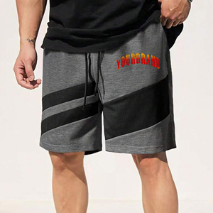 กางเกงขาสั้นผ้าฝ้ายสีตัดกันทำจากผ้าคอตตอนผ้า100% สำหรับผู้ชายกางเกงขาสั้นพิมพ์ลายโลโก้ได้ตามต้องการ - Product Image 1