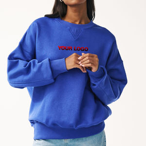 Sudadera para mujer con logotipo bordado personalizado 100% algodón polar cuello redondo de gran tamaño color sólido peso pesado estilo callejero - Product Image 1