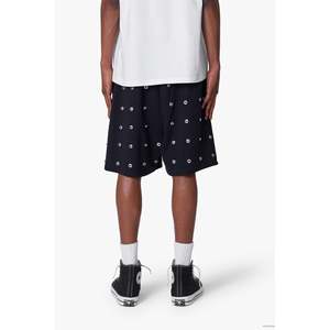 Shorts amples en molleton 100 % coton teint en pièce avec boutons sur toute la surface - Product Image 5