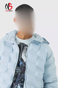 Chaqueta de hombre de último diseño, con capucha y sellado térmico, acolchada, en azul claro, a prueba de viento, con relleno de plumón, chaqueta de burbujas personalizada para hombre - Product Image 5