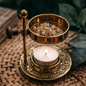 Brass <b>Incense</b> <b>Burner</b> & <b>Holder</b> with Adjustable Design Eco-Friendly for Bakhoor Aromatherapy and Religious Home Decor Use - Product Image 1