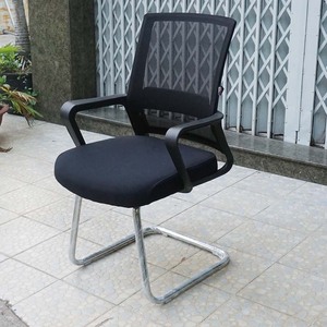 Modern Ergonomic Office Chair with Fixed Armrest HOCQ68015-Black Chrome Base <b>Footrest</b> for Conference Room - Product Image 3