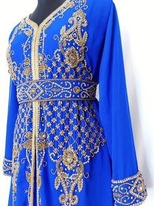 Caftan marocain moderne à l'épreuve du soleil, col haut, manches longues, robe islamique modeste, tissu Georgette respirant, approvisionnement ODM de l'Inde - Product Image 2