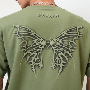 T-shirt surdimensionné à manches courtes et épaules tombantes imprimé graphique vert T-shirt coupe décontractée Vêtements pour hommes fabriqués en Inde - Product Image 5