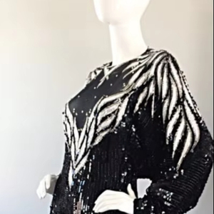 Robe de Cocktail de soirée perlée pour femmes de luxe élégante à manches longues modeste mousseux droite Silhouette bal Plus fêtes avant - Product Image 1