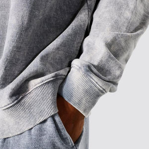 Haute Qualité Coton Surdimensionné Lavage À L'acide Ras Du Cou Sweat Hommes Personnalisé Épais Uni Streetwear Hiver Saison Polaire Tissu Imprimer - Product Image 4