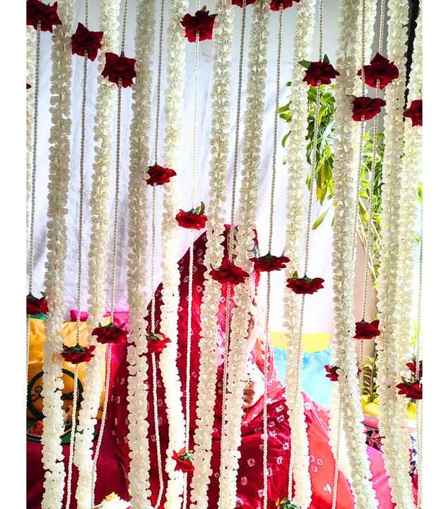 Nikah Partition Muslim Wedding Needs Set of 20 Mogra Garland & Rose Pearl String Stage Backdrop Party Festival Trendy Home Decor