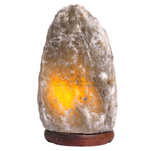 Lámpara de sal del Himalaya gris natural hecha a mano, estilo Feng Shui ecológico tallado de piedra lunar rara de Pakistán, característica de amor - Product Image 3