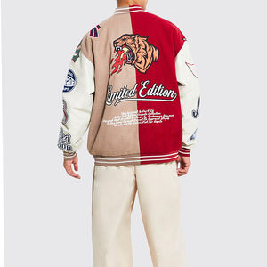 Chaqueta Varsity Personalizada OEM para Hombre, Chaqueta Letterman de Alta Calidad con Mangas de Cuero, Parche de Chenille, Chaqueta de Béisbol al por Mayor - Product Image 4