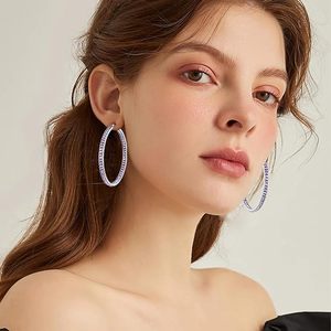 Pendientes de Topcarat para mujeres y niñas, pendientes de aro grandes hipoalergénicos de acero inoxidable, aros de circonita cúbica - Product Image 2