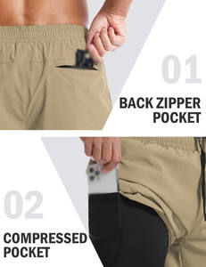 Pantalones cortos de malla atléticos personalizados con forro de compresión bolsillo para teléfono estilo deportivo para entrenamiento deportes Fitness gimnasio correr Jogging - Product Image 5