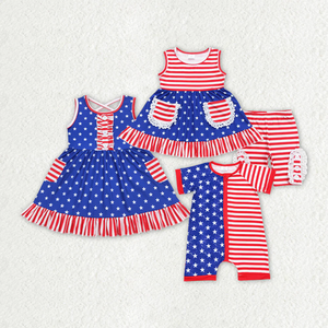 Wholesale Children Clothing Set Baby Girl 4th of July Sibling <b>Clothes</b> Outfit - Product Image 6