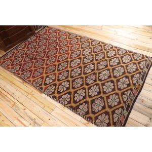 5.8x9.8 ft Turkish Vintage Rug, Large Rug, <b>Brown</b> Red Abstract <b>Wool</b> Rug - Product Image 4