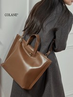 Sac à bandoulière en cuir de vachette véritable au design simple pour femmes, élégant sac à main fourre-tout avec longue bandoul