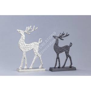 Juego de 2 Esculturas de Reno de Aluminio Modernas en Negro Plateado, Hechas a Mano, Decoración Navideña para el Hogar - Product Image 1