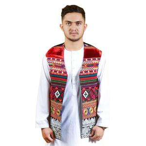 <b>Men's</b> New Afghani Style Indian Vests Traditional Afghan <b>Waistcoat</b> Gold Embroidery V-neck Quick-Dry Customizable Casual Outer - Product Image 1