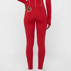 OEM High Waist Tummy Control <b>Butt</b> <b>Lift</b> Red Yoga <b>Leggings</b> Buttery Soft Stretch Workout Fitness Pants for Women Heat Transfer Logo - Product Image 2