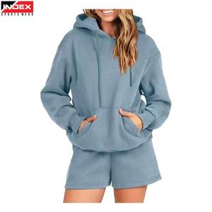 <b>Women</b> Premium Cotton Hoodie <b>Set</b> with Matching <b>Shorts</b> | Streetwear Winter Fleece Pullover, Breathable, Trendy Fashion Pro - Product Image 1