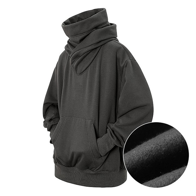 Black Ninja Double Neckline Hoodie - Japanese-Inspired Techwear
