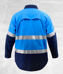 Chaqueta de seguridad de trabajo de alta visibilidad Chaqueta de seguridad de sitio de construcción de lona reflectante de dos tonos duradera transpirable - Product Image 3