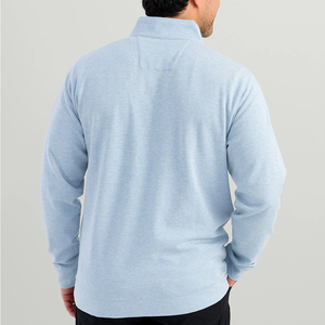 เสื้อสเวตเตอร์มีฮู้ดสำหรับผู้ชายเสื้อสเวตเตอร์มีซิปยาวสี่ส่วนสีฟ้าแบบเรียบง่าย - Product Image 3