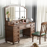 Yicheng - Grande commode de luxe - Bureau de maquillage haut de gamme en bois massif avec miroir et chaise - Fabriqué en Chine