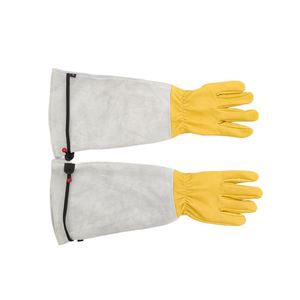 Gants de soudage TIG en cuir blanc OEM non doublés, style pouce à aile, manchette longue en cuir de vachette fendu, Luvas De Sold Gem Tig - Product Image 6