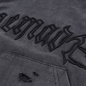 OEM de qualité supérieure pour hommes Sweats à capuche thermiques à fermeture éclair complète avec décoloration par le soleil Sweats à capuche personnalisés à broderie vintage - Product Image 6