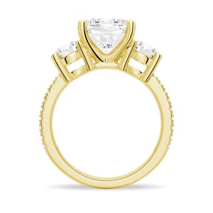 18K Gold <b>Ring</b> with 3 Stone Engagement <b>Cushion</b> Cut Moissanite Diamond Elegant and Stylish <b>Wedding</b> Band - Product Image 4