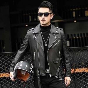 Wholesale High Quality Fashion Street wear Autumn <b>Sheepskin</b> Genuine Leather <b>Jacket</b> Men - Product Image 5