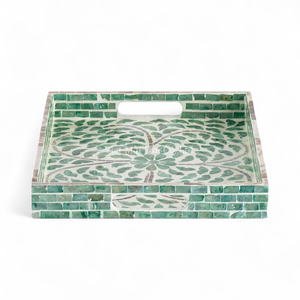 Plateau en nacre fait à la main, plateau de service décoratif, écologique, incrustation de coquillages naturels, table et cuisine - Product Image 2