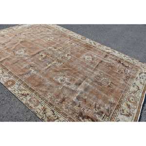 พรมขนแกะสีเบจ6.9x10.4ฟุตสไตล์ตุรกีแนววินเทจถักด้วยลวดลายปะต่อสำหรับตกแต่งห้องนั่งเล่น - Product Image 2