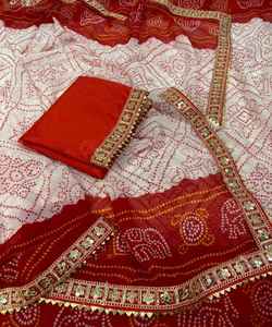 Costume Salwar de travail en pierre de broderie moderne: artisanat exquis pour des looks élégants Look riche Ruffle Tussle Sequence Saree - Product Image 6