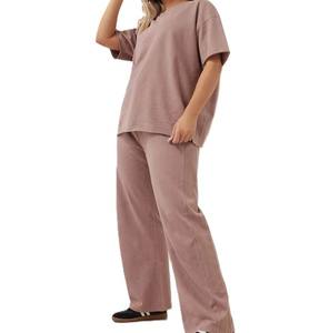 Qualité supérieure nouveauté femmes pantalon de survêtement poches latérales haute tendance pantalon évasé couleur rose clair pour les femmes parfait - Product Image 3